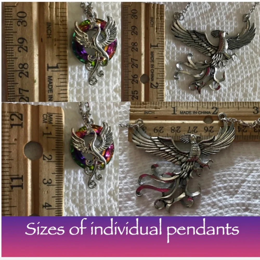 Rising Phoenix Jean Grey Silver Handmade 2-Layer Mythology Necklace Marvel Comic - Picture 14 of 15